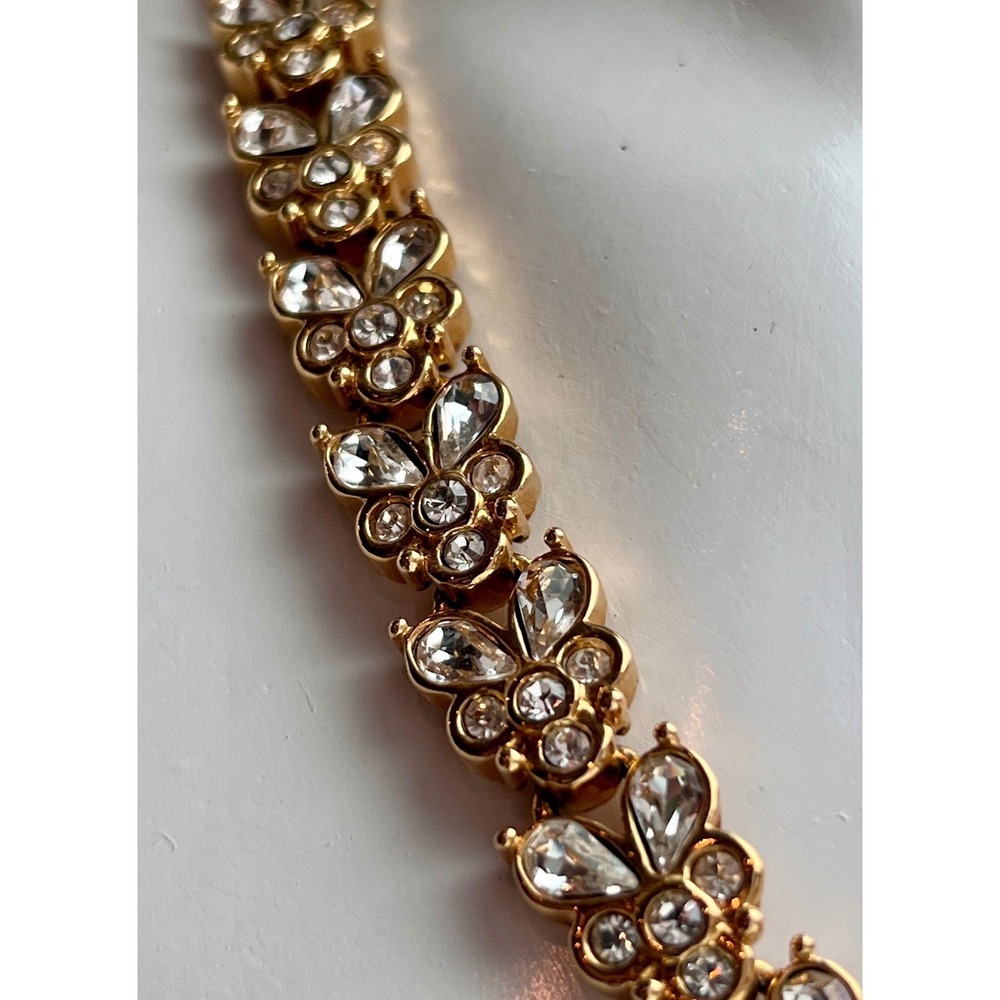 Vintage Avon Tone Crystal Floral Cluster Collar Necklace - Picture 7 of 12